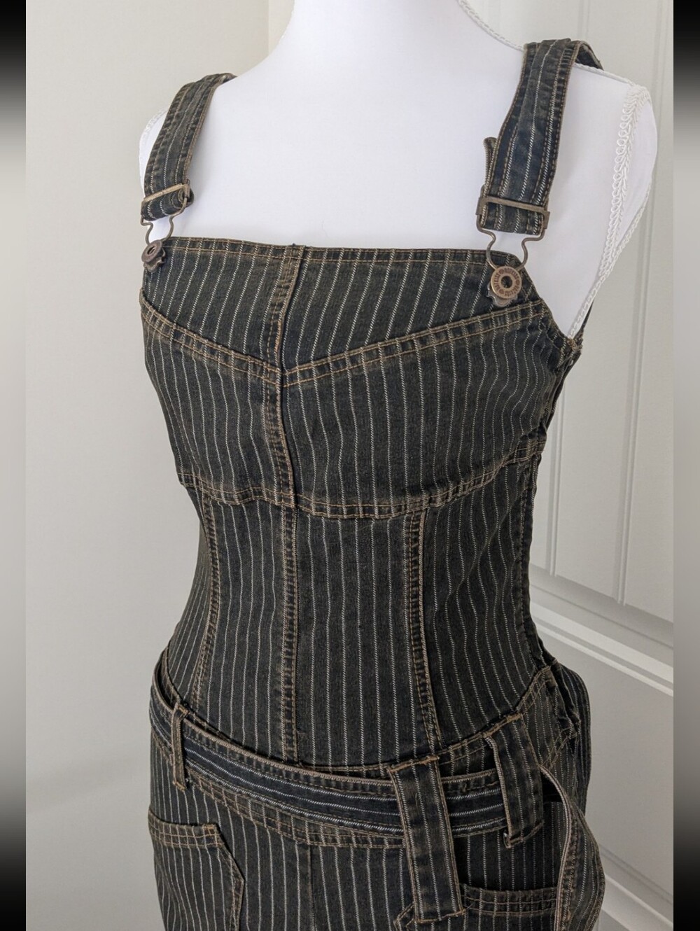 Vintage Y2K Hot Kiss Jumpsuit Pinstripe XS